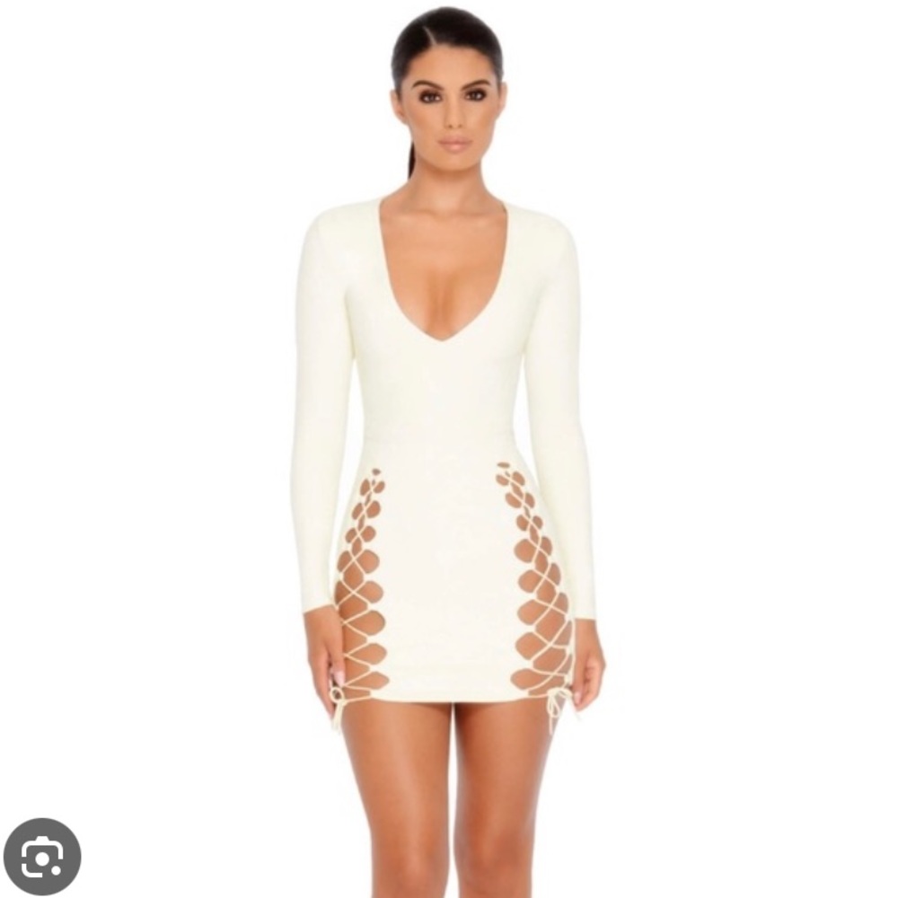 Cream Suede Lace up dress